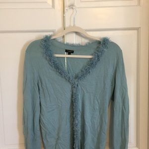 Cute light blue fluffy sweater with buttons